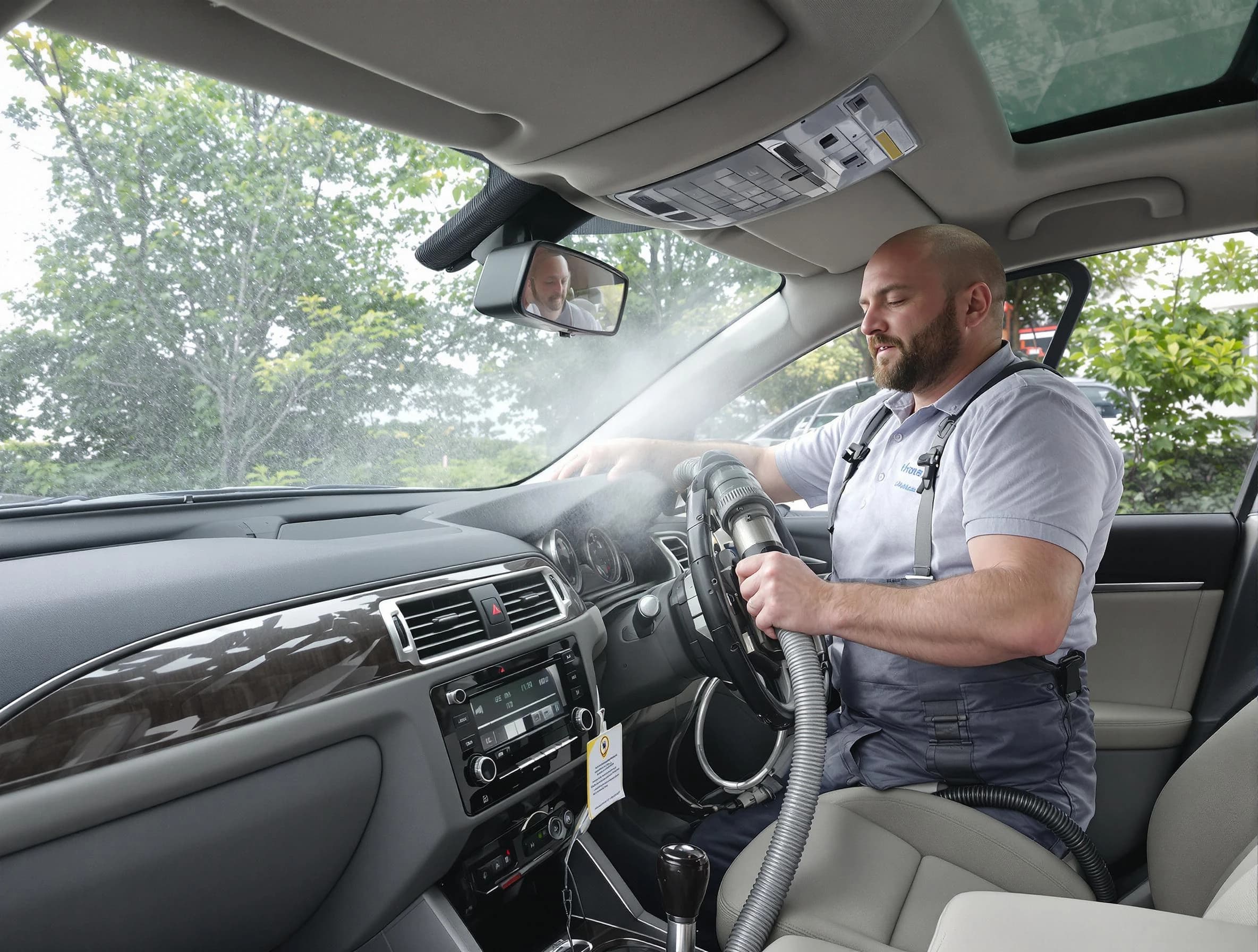 Sunset Air Duct Cleaning specialist performing professional car duct cleaning in Sunset