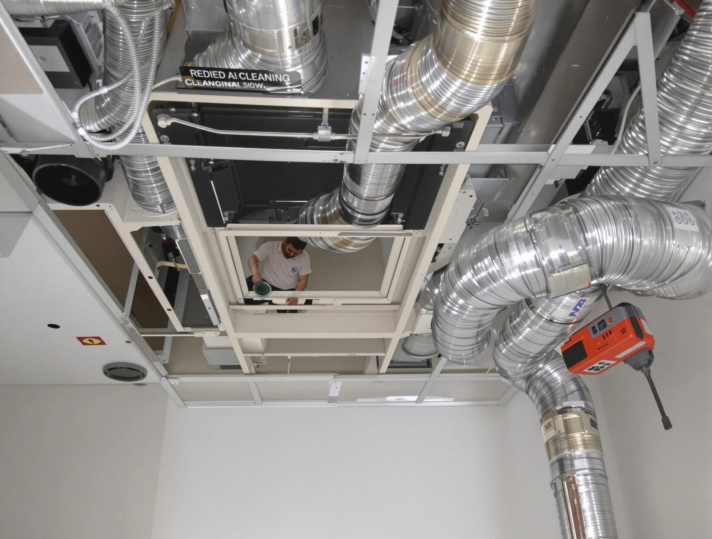 Sunset Air Duct Cleaning technician performing detailed central duct system cleaning in Sunset