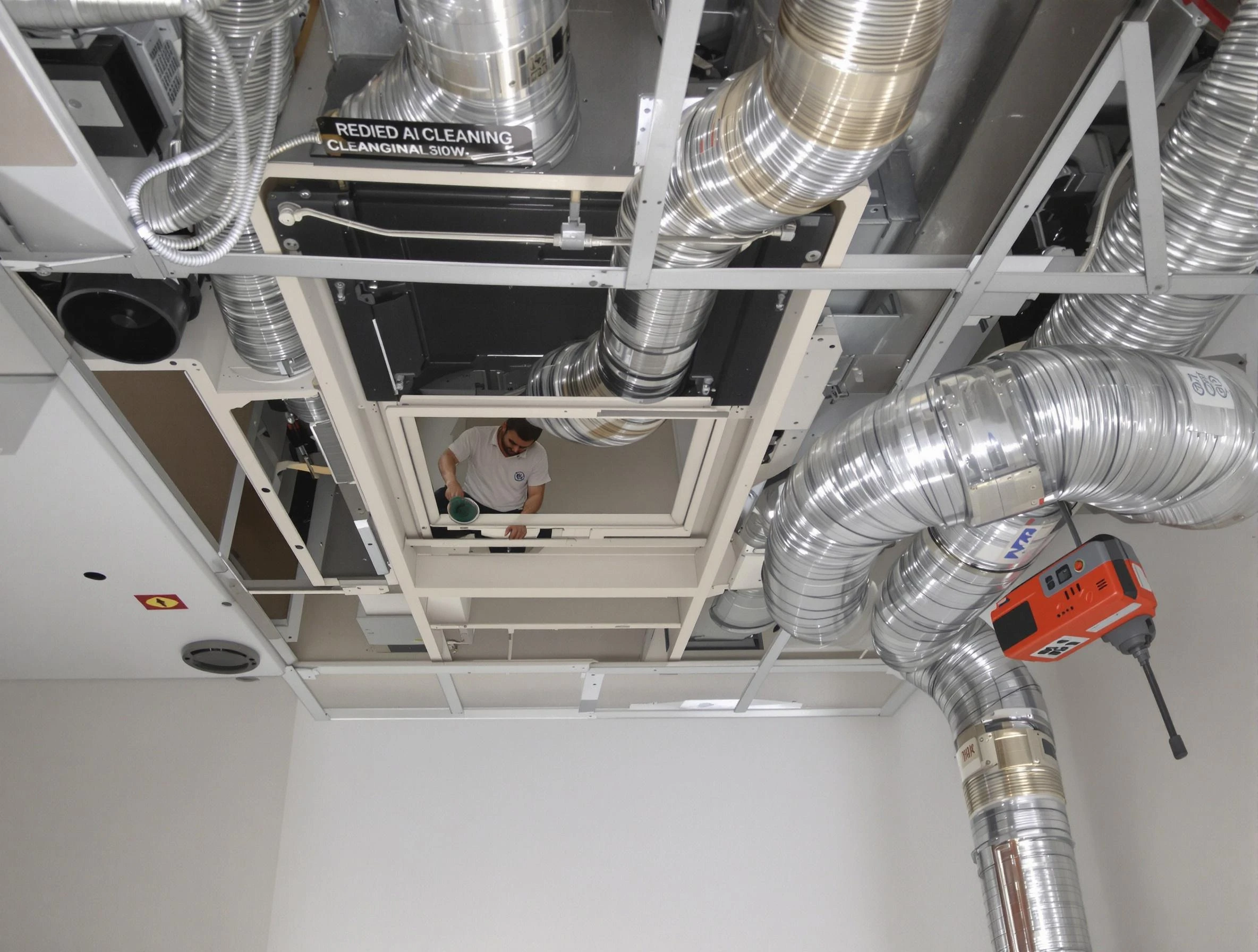Sunset Air Duct Cleaning technician performing detailed central duct system cleaning in Sunset